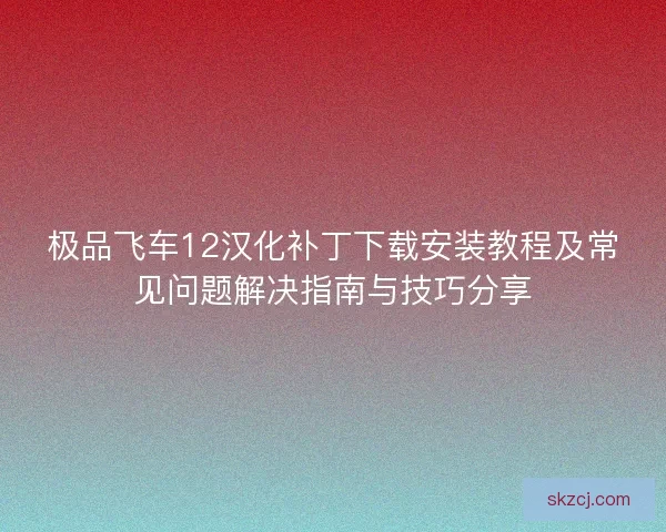 极品飞车12汉化补丁下载安装教程及常见问题解决指南与技巧分享